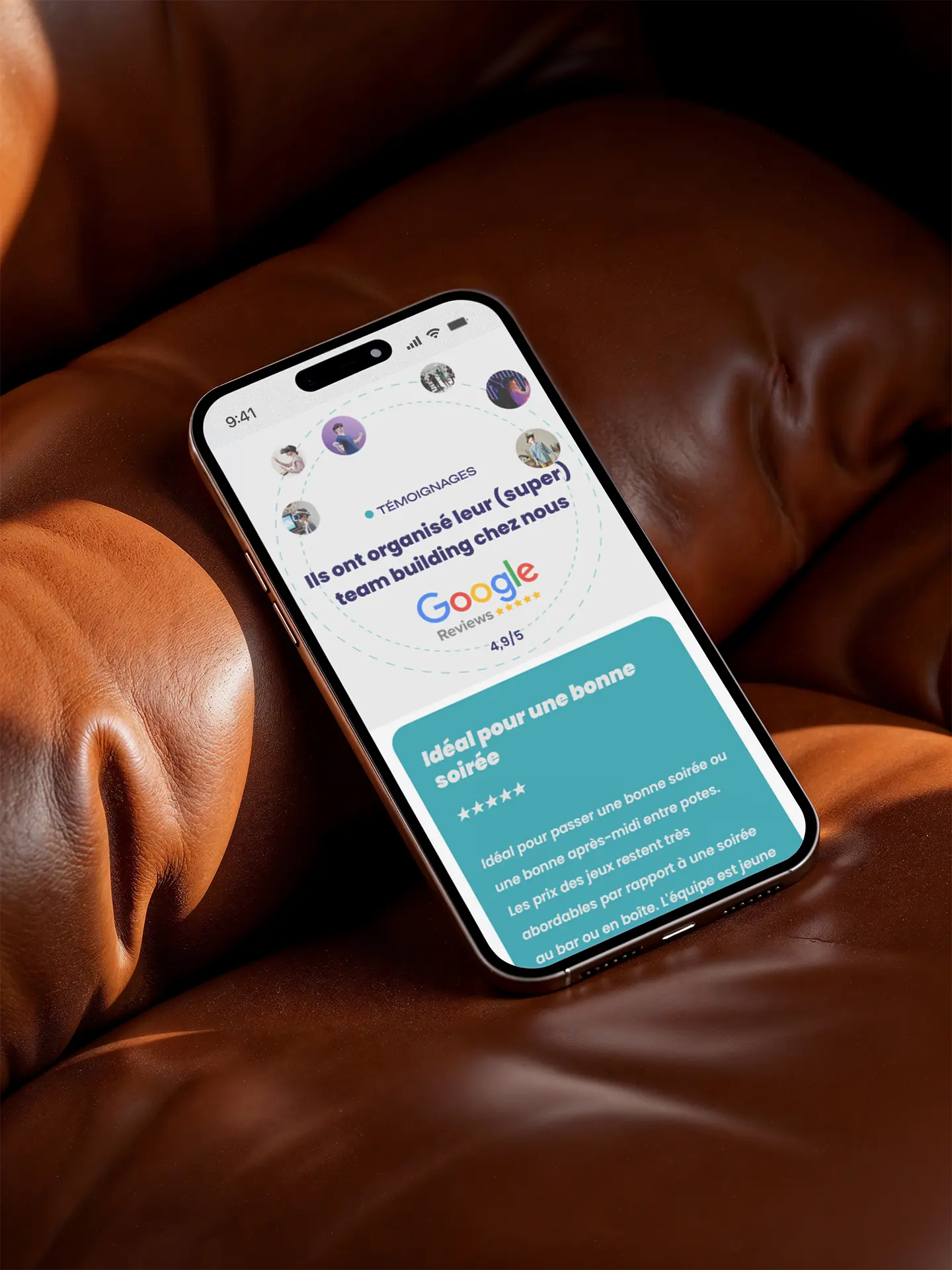 Mockup du site web en version mobile