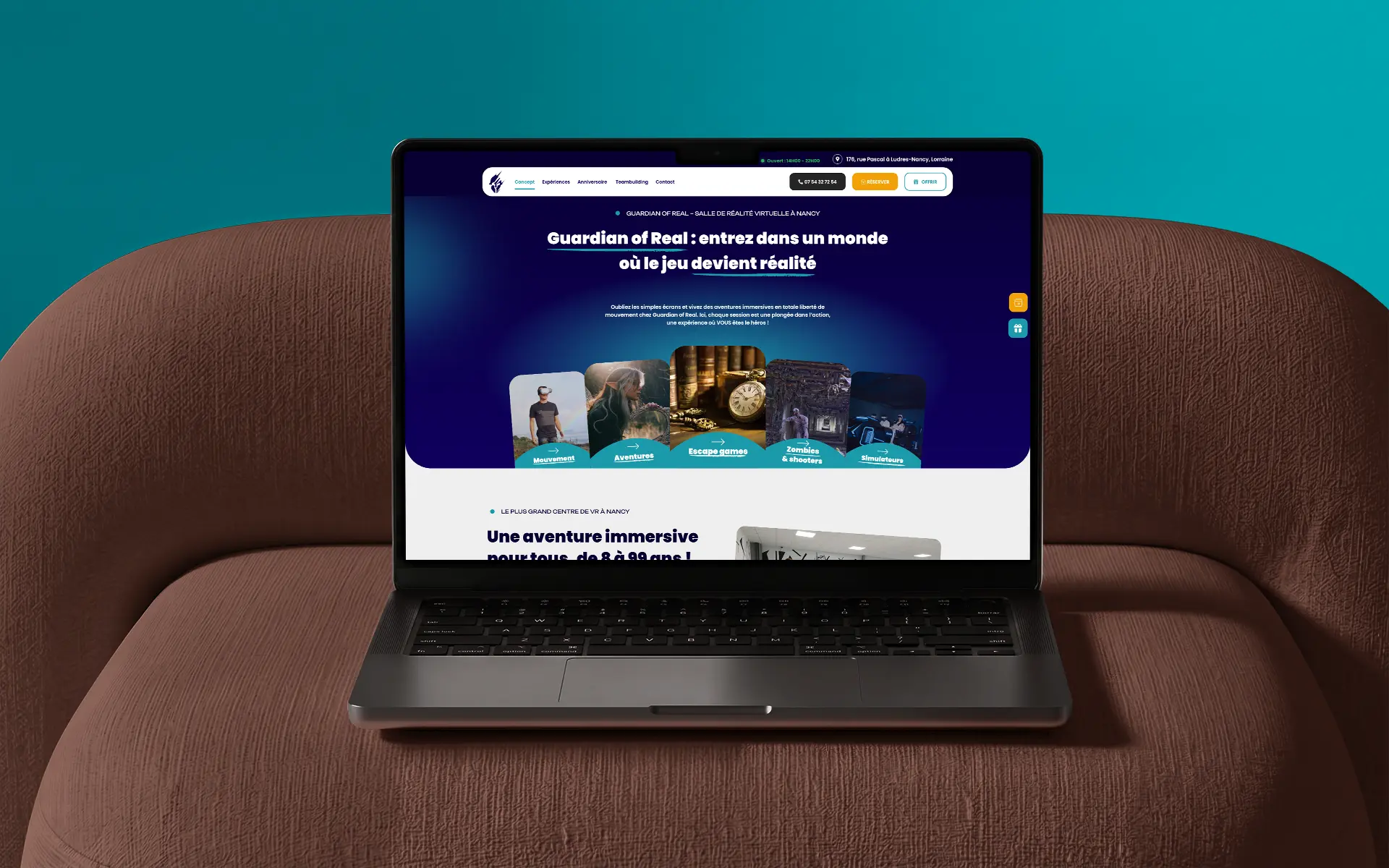 Mockup du site web en version ordinateur